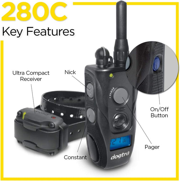 Dogtra 280C Waterproof 127-Level Precise Control LCD Screen ½-Mile Remote Training Dog E-Collar