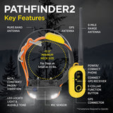 Dogtra Pathfinder2 GPS Dog Tracker e Collar LED Light No Monthly fees Free App Waterproof Smartwatch Control Satellite Based Real Time Tracking Long Range Multiple Dogs Smartphone Required