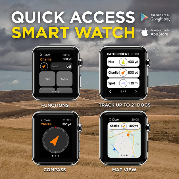 Dogtra Pathfinder2 GPS Dog Tracker e Collar LED Light No Monthly fees Free App Waterproof Smartwatch Control Satellite Based Real Time Tracking Long Range Multiple Dogs Smartphone Required