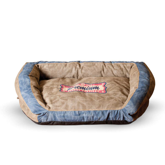 Vintage Bolster Pet Bed Premium Logo
