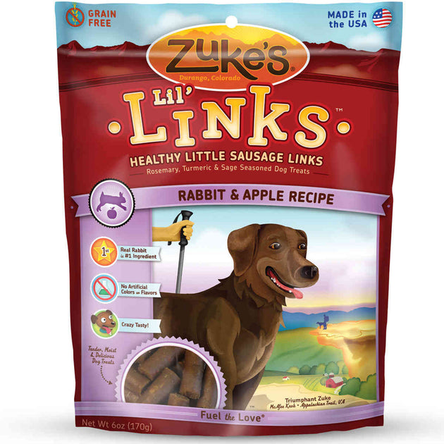 Lil' Links Healthy Grain Free Little Sausage Links for Dogs Rabbit and Apple