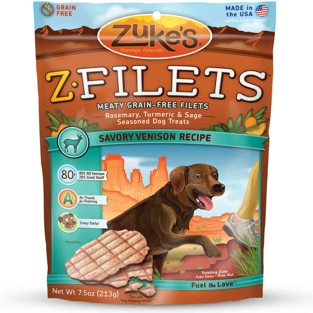 Z-Filets Select Grain Free Dog Treat Grilled Venison 7.5 oz.
