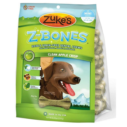 Z-Bones Grain Free Edible Dental Chews Clean Apple Crisp 18 count