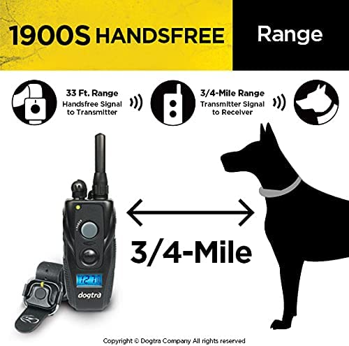 Dogtra 1900S HANDSFREE Discreet and Immediate Control 3/4-Mile IPX9K Waterproof High-Output Ergonomic Remote Dog Training E-Collar