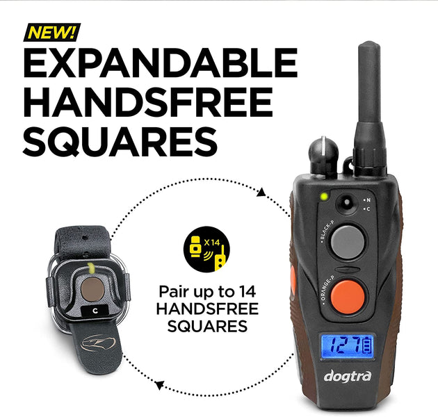 Dogtra ARC HANDSFREE Plus Expandable to 2-Dog Remote Dog Training E-Collar with HANDSFREE Square for Discreet and Precise Control Slim Ergonomic Rechargeable Waterproof 3/4-Mile Range