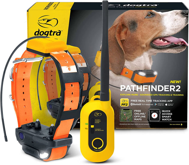 Dogtra Pathfinder2 GPS Dog Tracker e Collar LED Light No Monthly fees Free App Waterproof Smartwatch Control Satellite Based Real Time Tracking Long Range Multiple Dogs Smartphone Required
