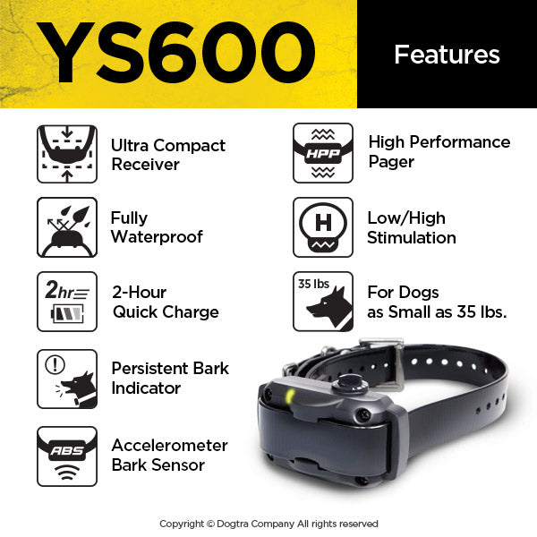 Dogtra YS600 Rechargeable Waterproof High-Output No Bark Collar